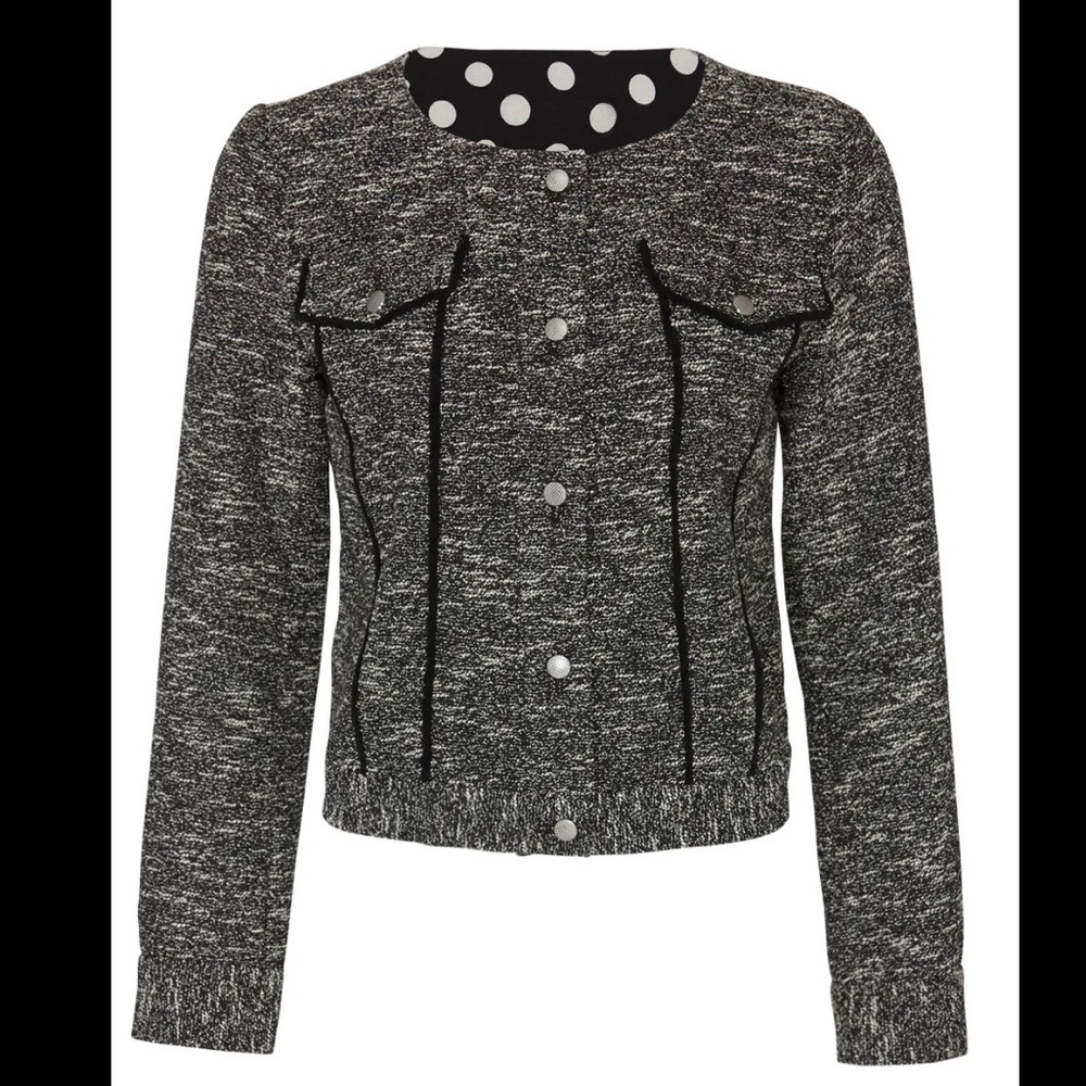 Slate & Willow Tweed Black and White Jacket Womens Size Large - Picture 3 of 10